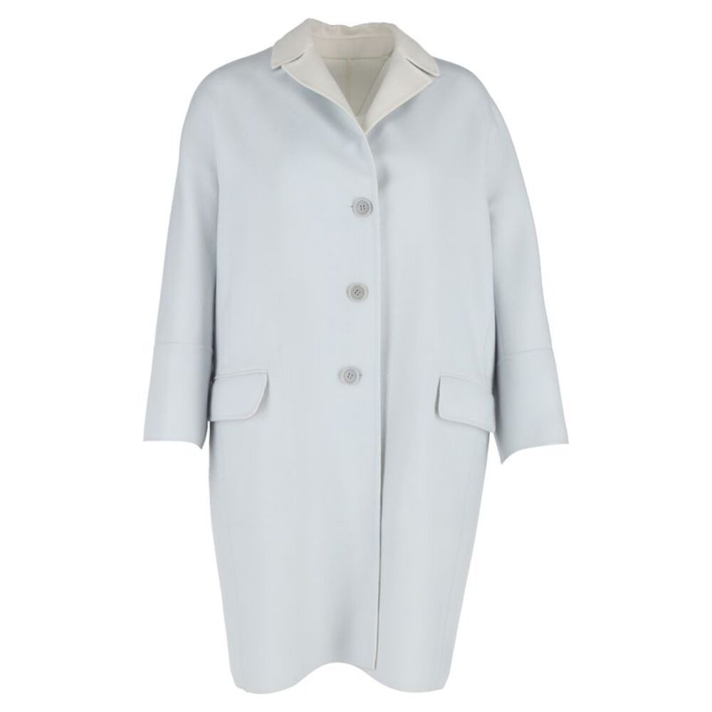 Loro Piana Buttoned Coat in Light Blue Wool